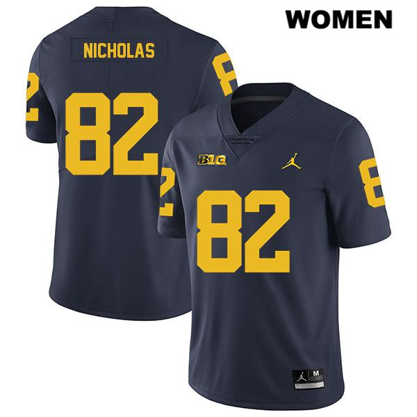 Women's NCAA Michigan Wolverines Desmond Nicholas #82 Navy Jordan Brand Authentic Stitched Legend Football College Jersey UZ25O81ID